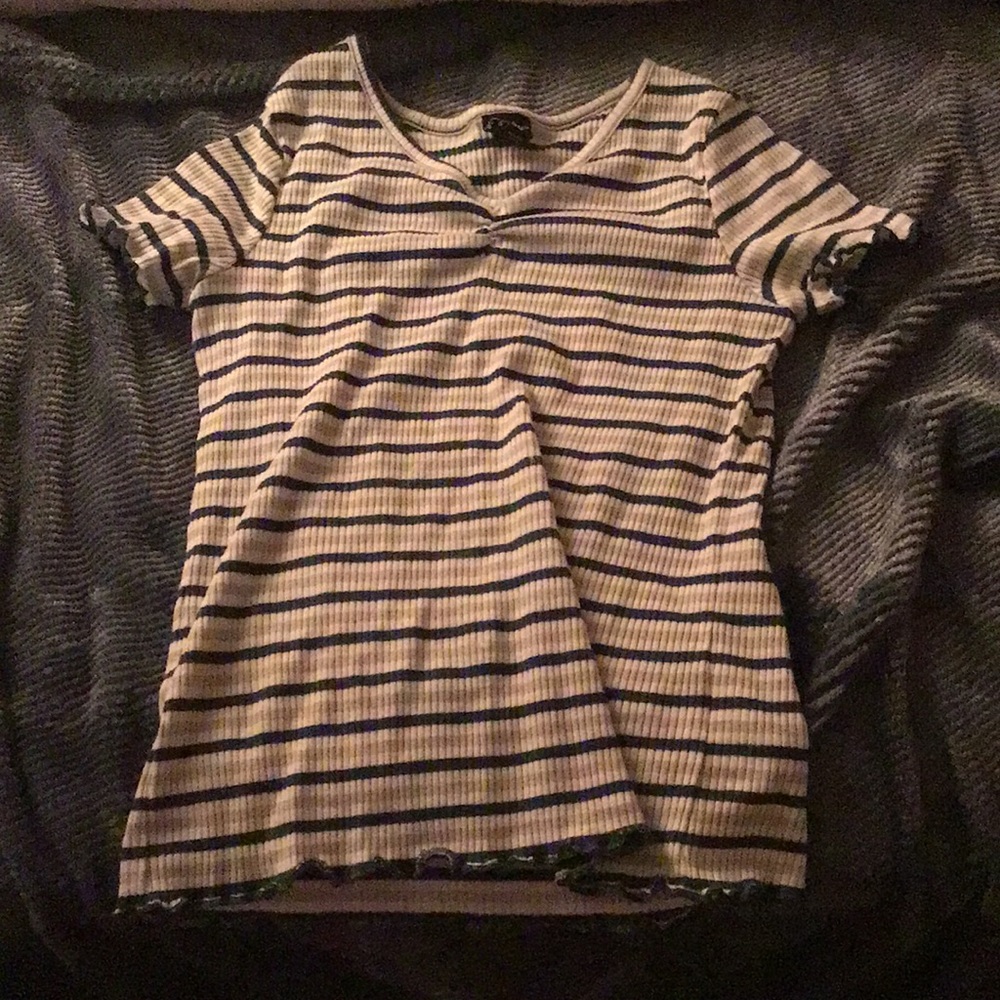 Green striped shirt with ruffles from target